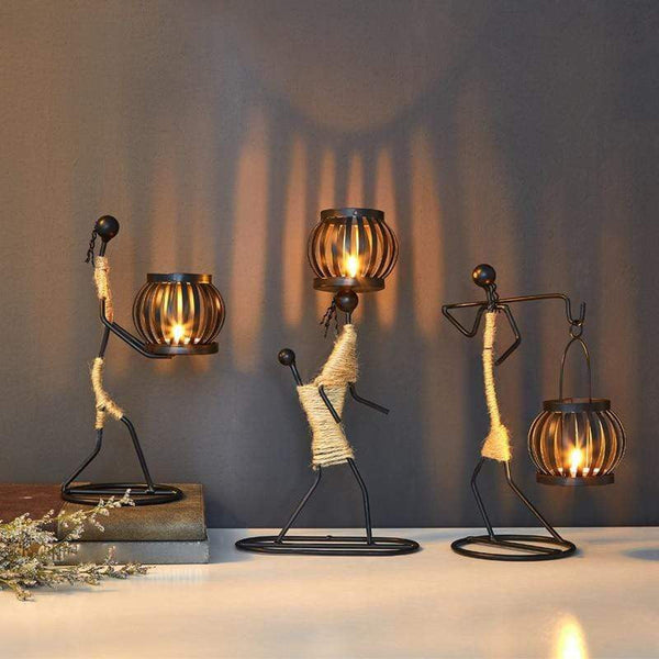 Elegant Metal Candle Holder Figurines