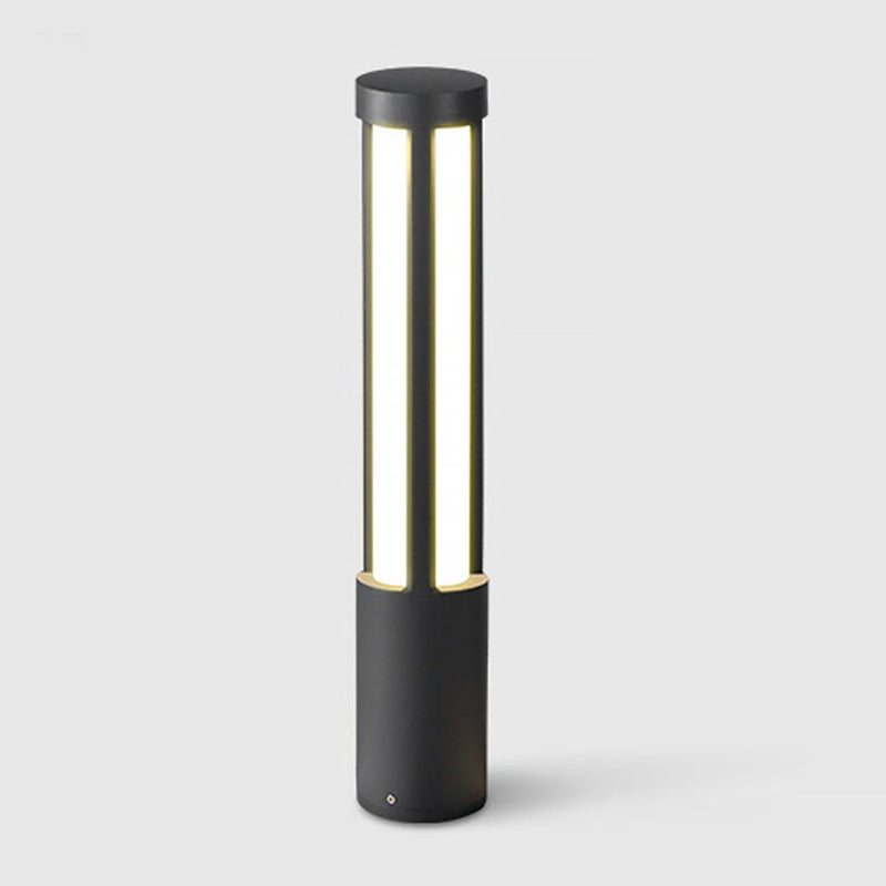 Cylinder Shaped Black Modern Outdoor Post LED Post Light