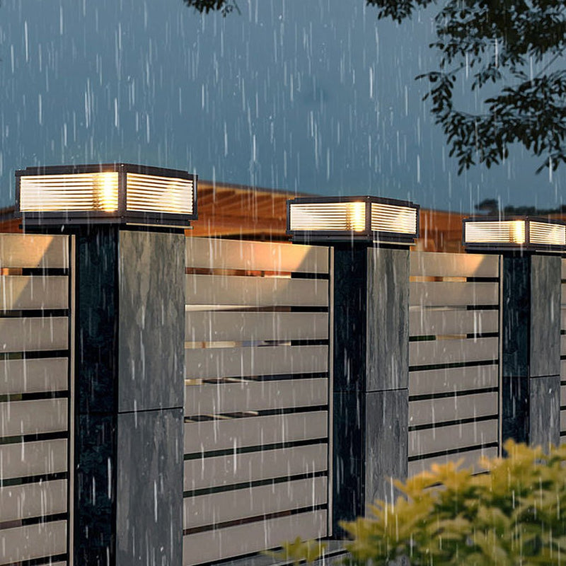 Contemporary Outdoor Waterproof Post Solar Fence Pillar Deck Post Light