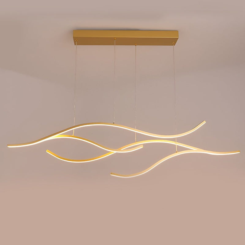 Contemporary Waves Shaped Island Chandelier Dining Room