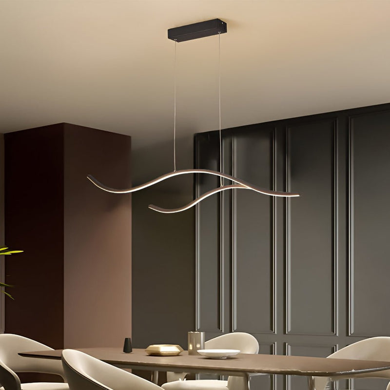 Contemporary Waves Shaped Island Chandelier Dining Room