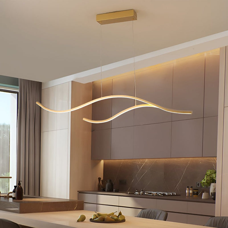 Contemporary Waves Shaped Island Chandelier Dining Room