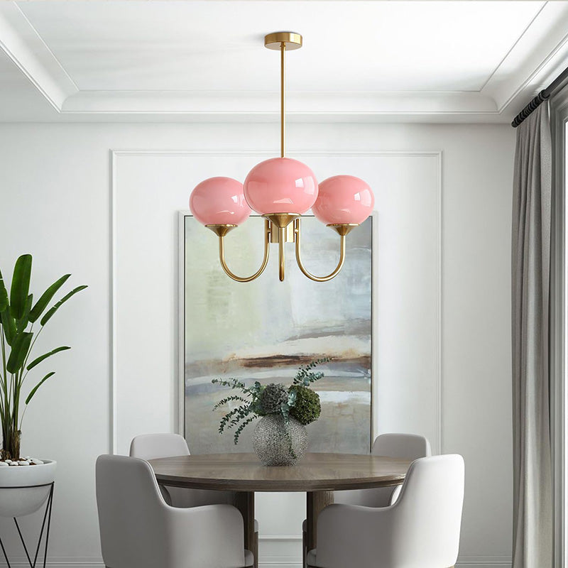 Bubble Pink Glass Marshmallow Chandelier