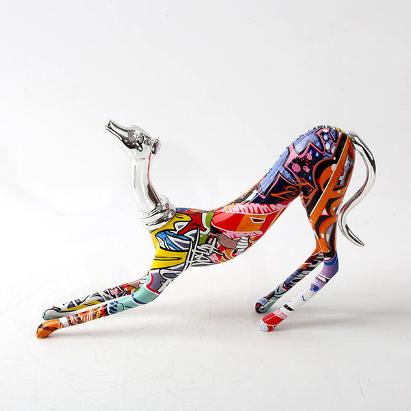 Greyhound Graffiti Resin Painted Statue