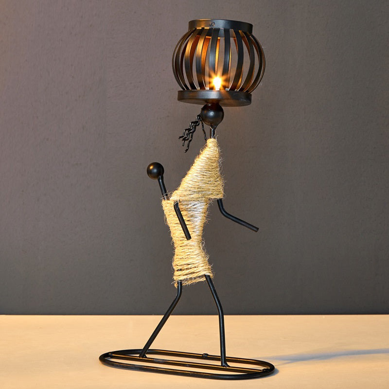 Elegant Metal Candle Holder Figurines