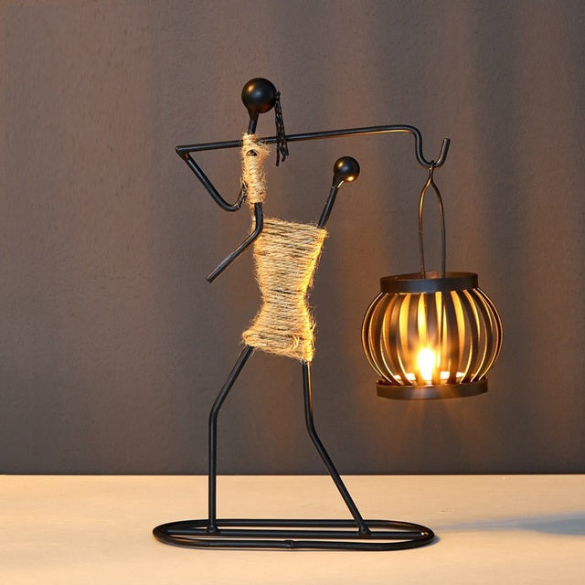 Elegant Metal Candle Holder Figurines