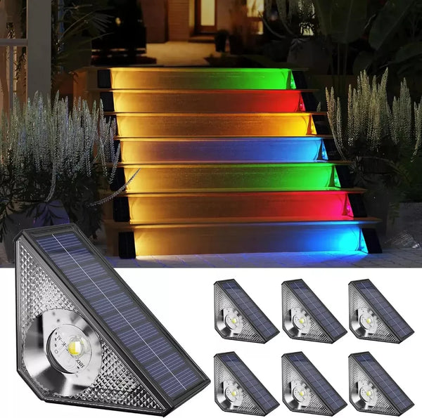 Solar Step Lights Waterproof LED Warm White & RGB (6-Pack)