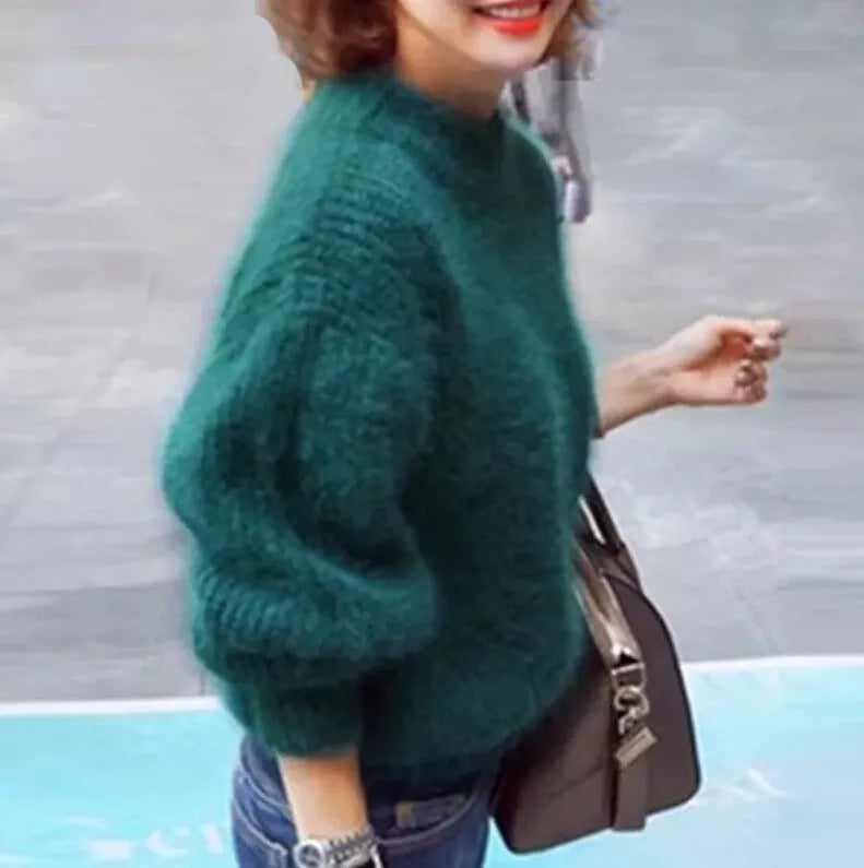 Women's Faux Mink Fur Knitted Sweater