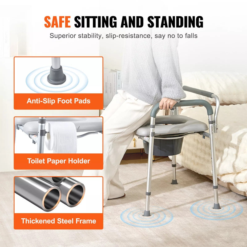 Portable Adjustable Bedside Commode for Home Care
