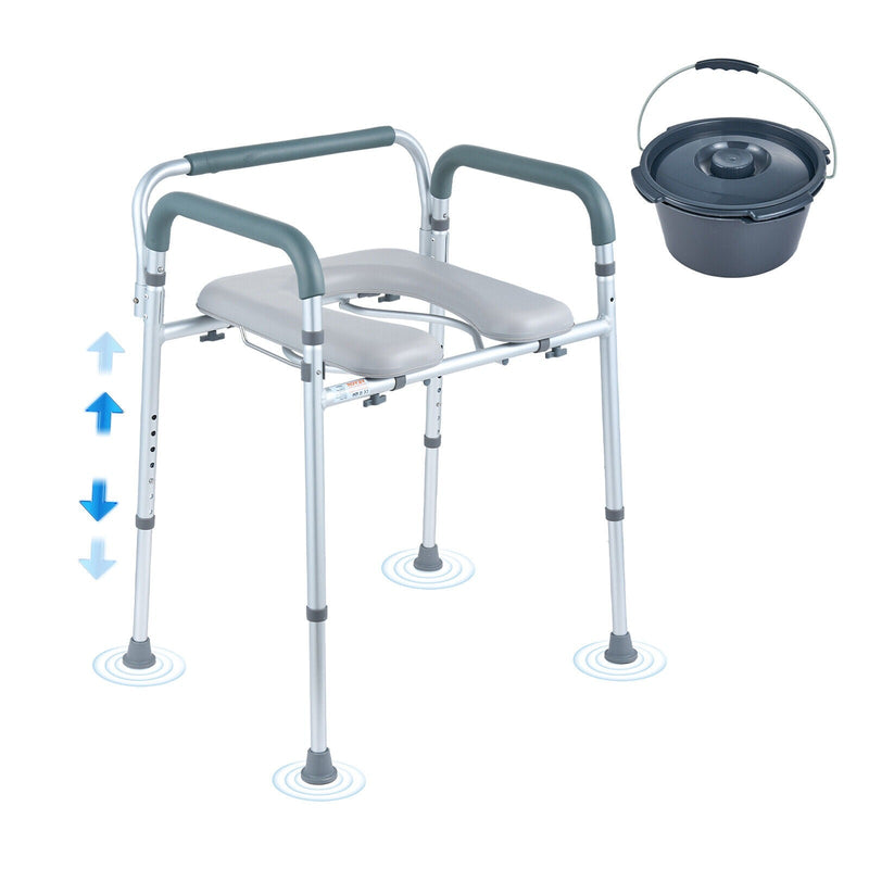 Portable Adjustable Bedside Commode for Home Care