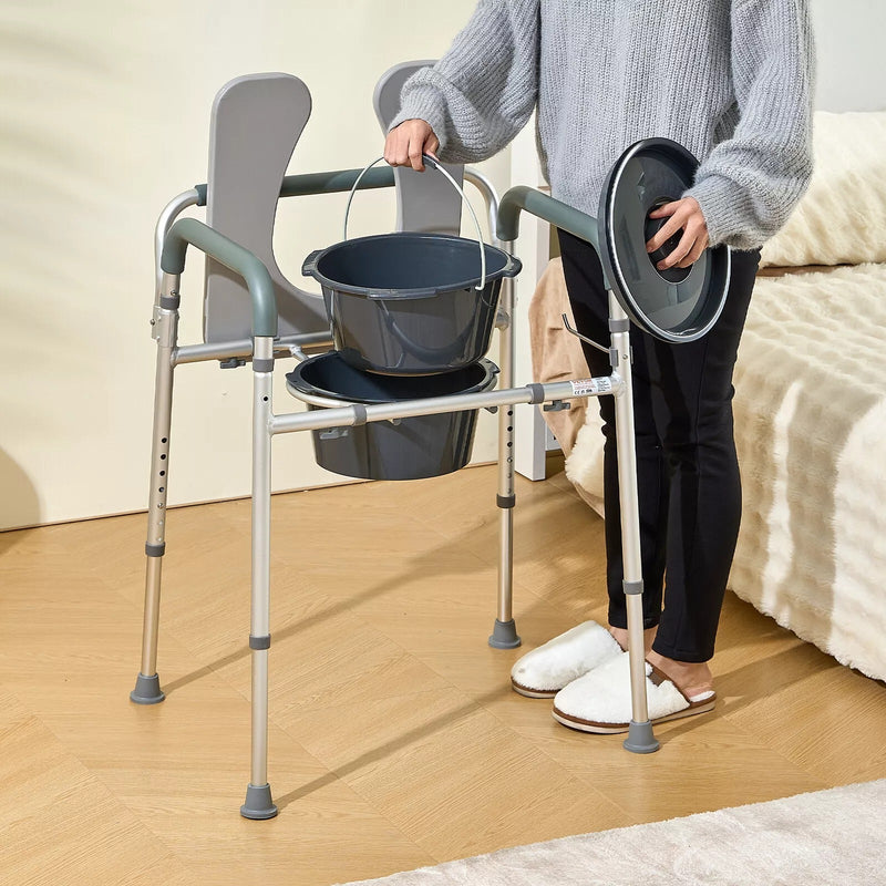 Portable Adjustable Bedside Commode for Home Care