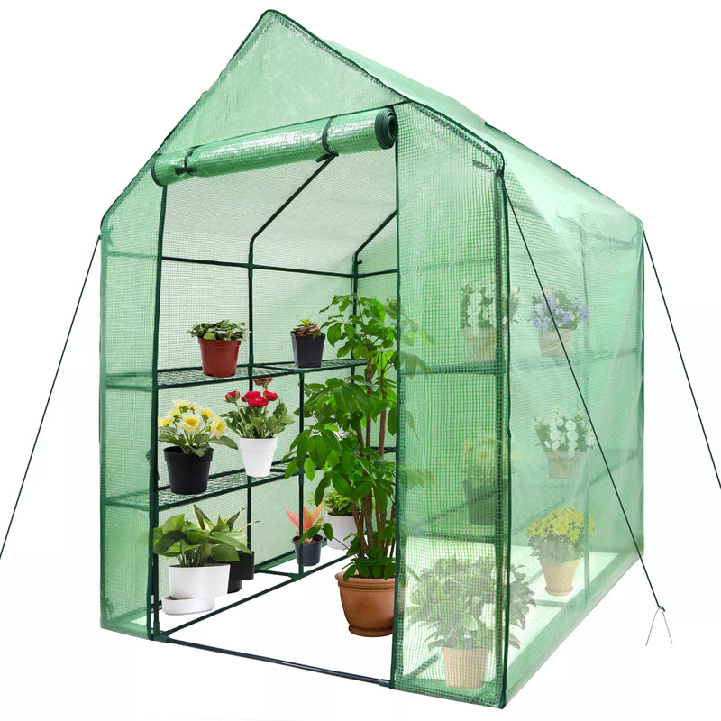 Walk-In Portable Greenhouse with 8 Shelves for Gardening