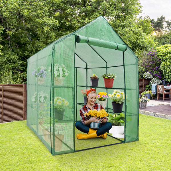 Walk-In Portable Greenhouse with 8 Shelves for Gardening