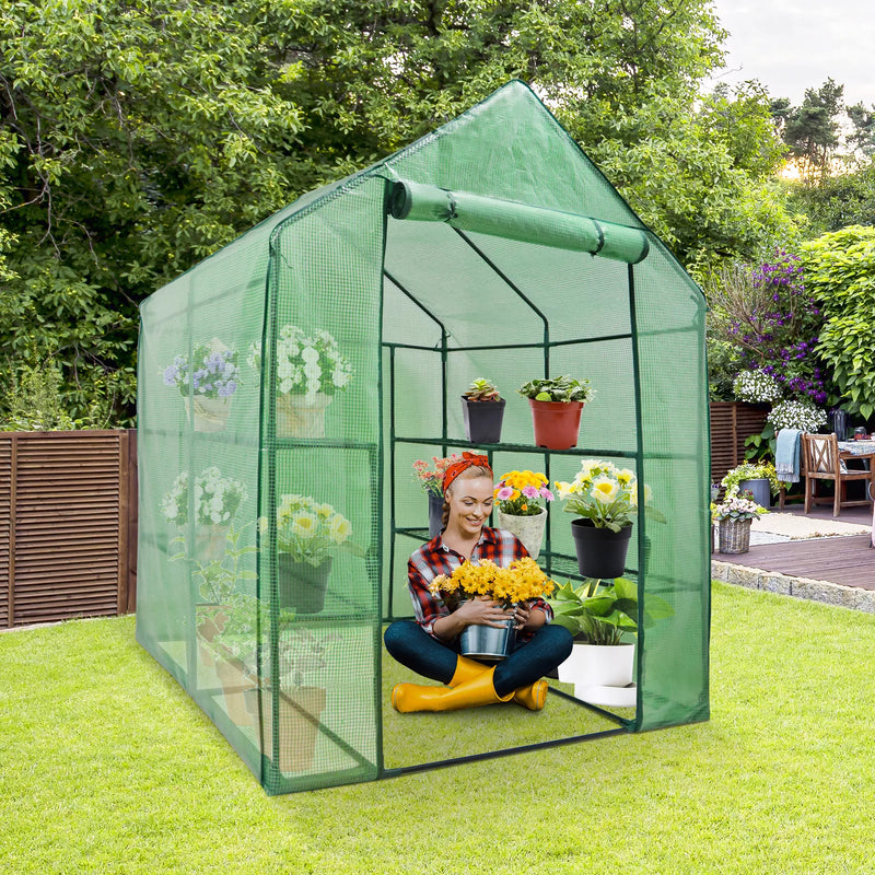 Walk-In Portable Greenhouse with 8 Shelves for Gardening