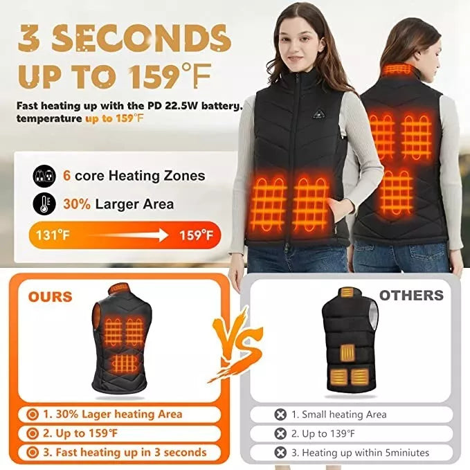 Women's Heated Down Vest with 7.4V Heating Pockets