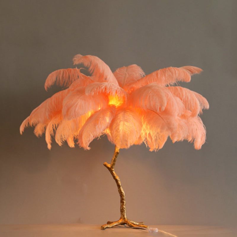 Scandinavian Luxury Unique Ostrich Feather Floor Lamp/Table Lamp