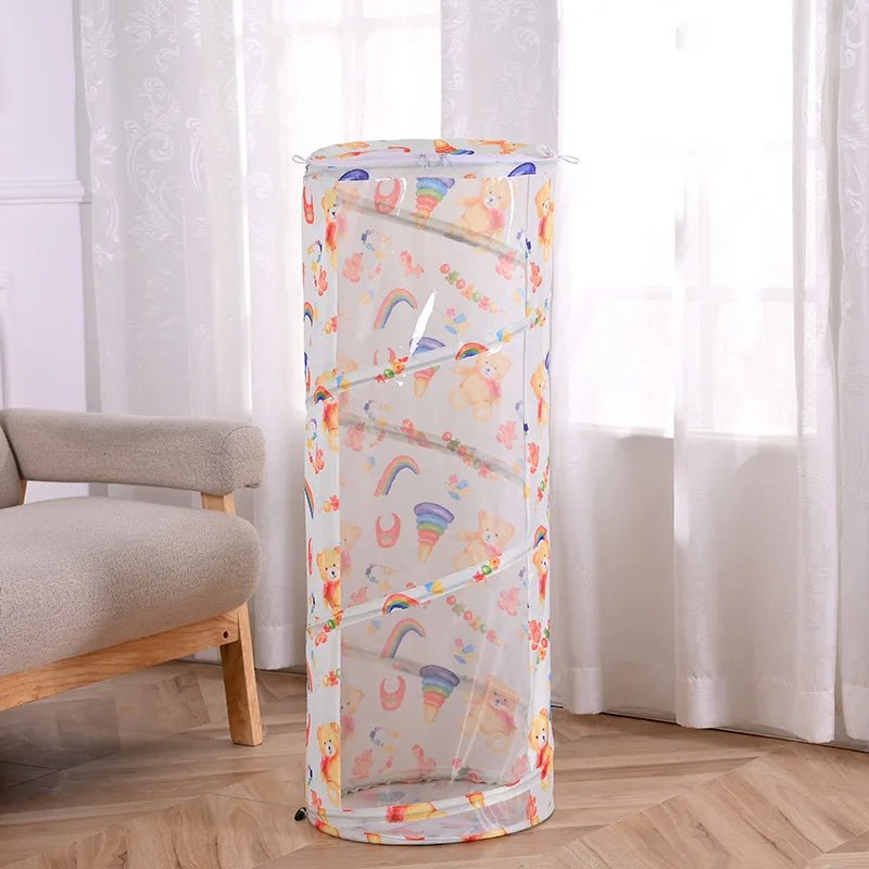 Transparent Cylindrical Toy Storage Bag – Dustproof Display Bucket for Dolls & Toys