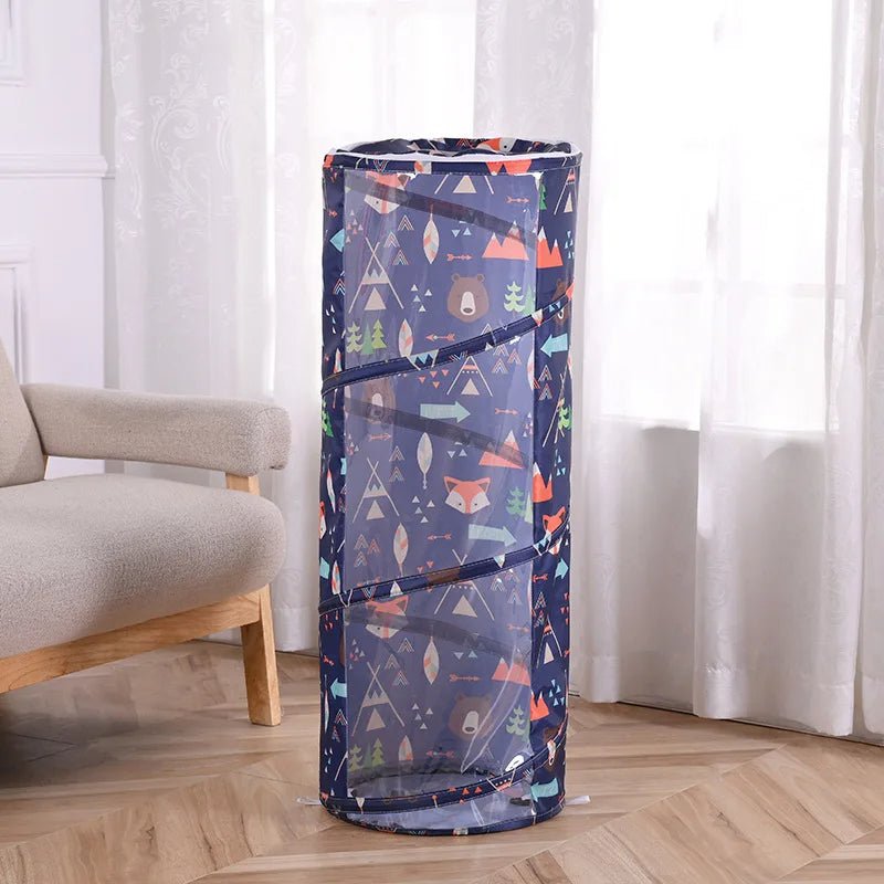 Transparent Cylindrical Toy Storage Bag – Dustproof Display Bucket for Dolls & Toys