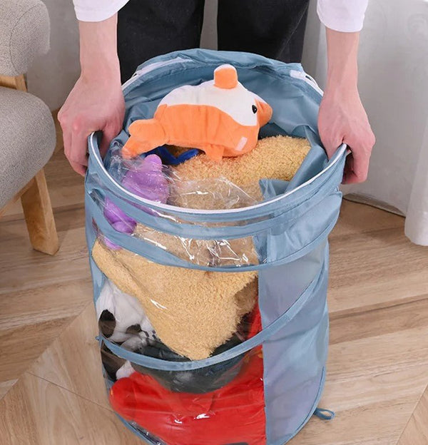 Transparent Cylindrical Toy Storage Bag – Dustproof Display Bucket for Dolls & Toys