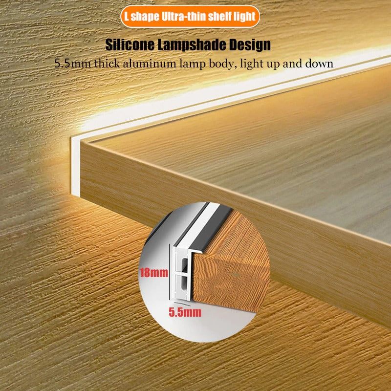 Ultra-Thin Aluminum LED Cabinet Light Bar – Sleek & Hidden Under-Shelf Lighting Kit