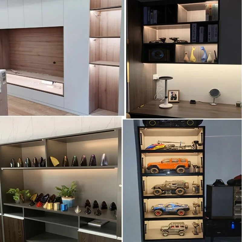 Ultra-Thin LED Under Cabinet Lighting Strips – Aluminum Profile Oblique Beam Surface Mounted Hard Bar Lights