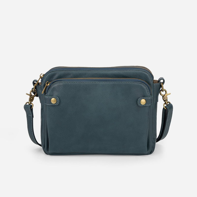 Three-Layer Leather Crossbody Bag
