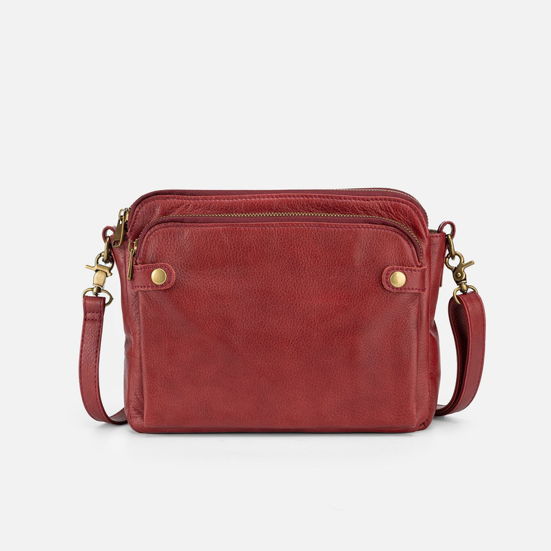 Three-Layer Leather Crossbody Bag