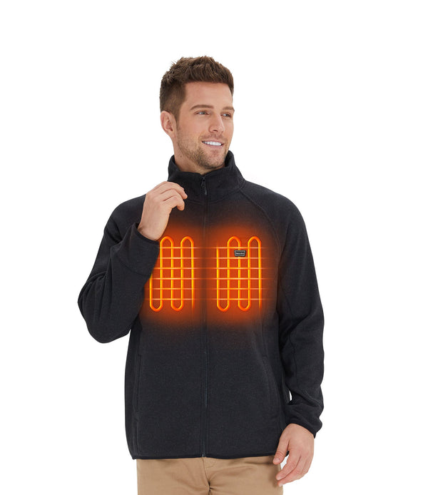 Beheizte Fleecejacke für Herren mit 5-V-Akkupack mit 12.000 mAh, Fleece-Sweatshirt mit Reißverschluss