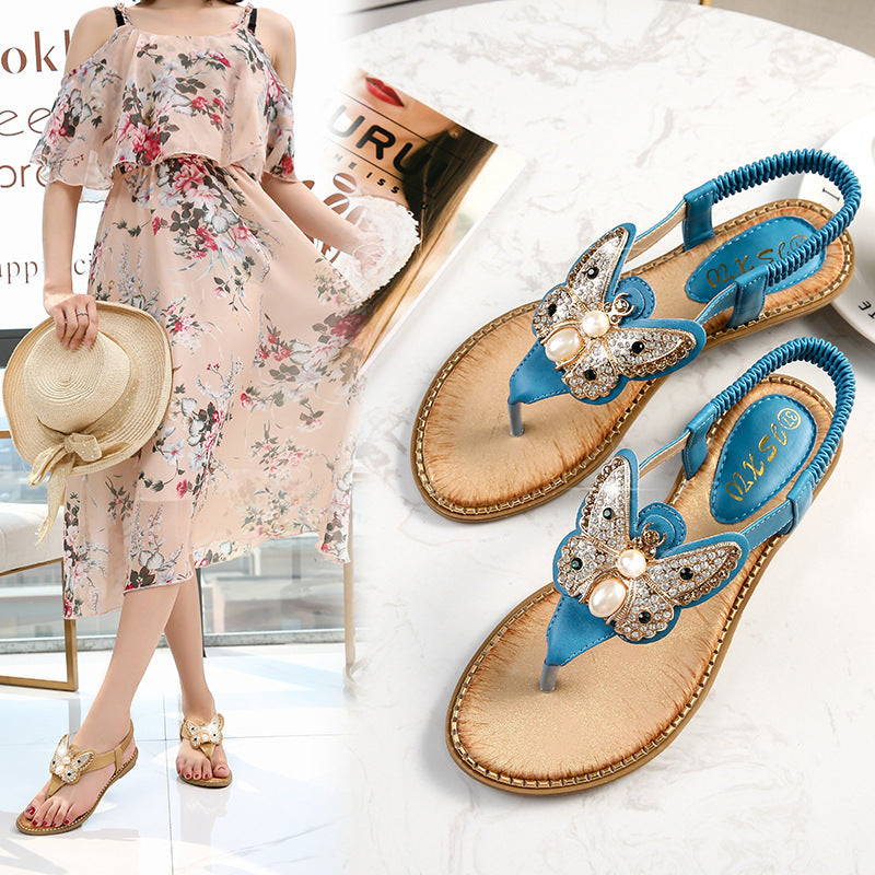 Electra Sandals Böhmische Strandsandalen mit Strasssteinen