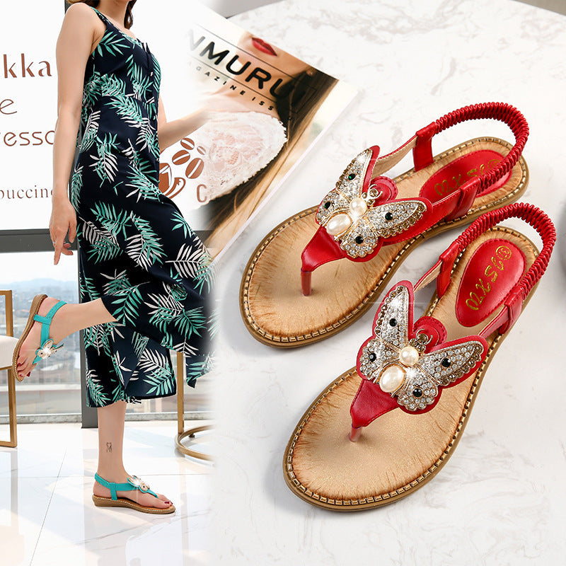 Electra Sandals Böhmische Strandsandalen mit Strasssteinen