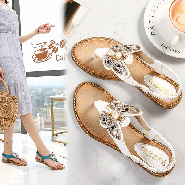Electra Sandals Böhmische Strandsandalen mit Strasssteinen