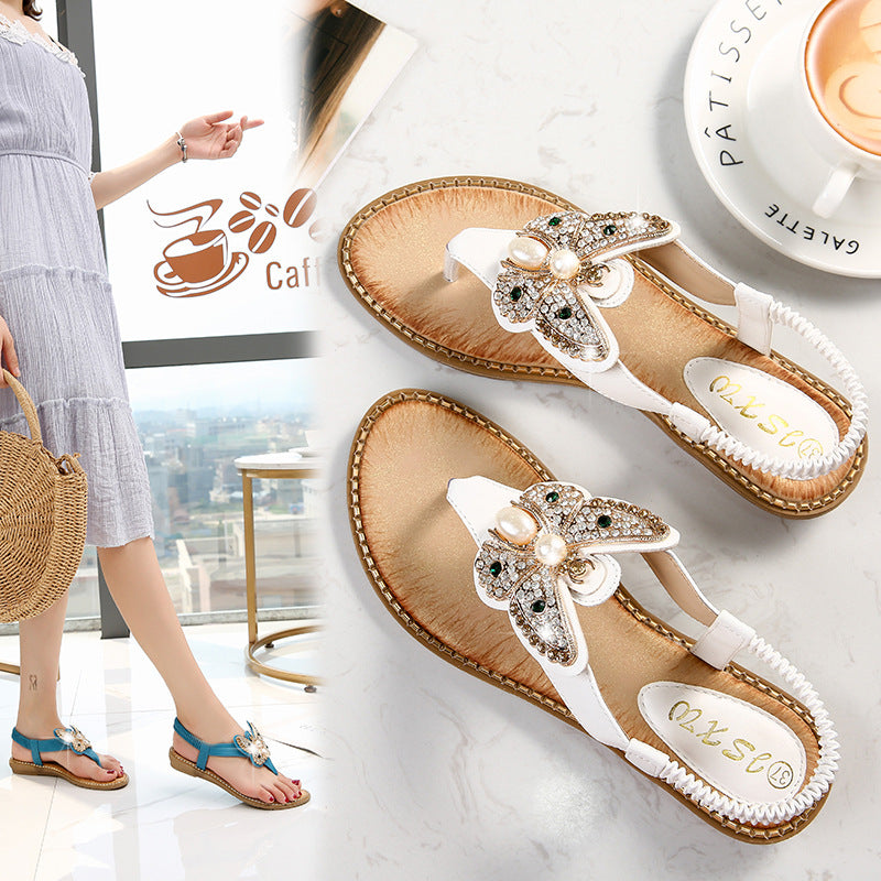 Electra Sandals Böhmische Strandsandalen mit Strasssteinen