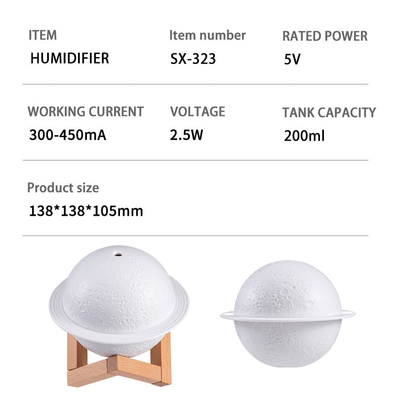 Planet Essential Oil Diffuser LED Lamp