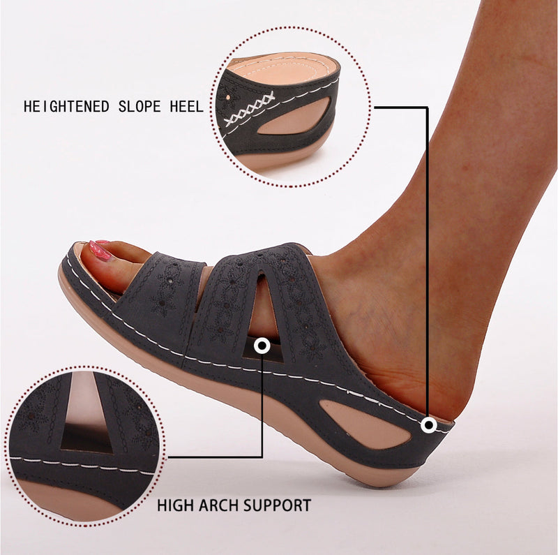 Romana Premium Orthopädische Slipper-Sandalen mit dickem Plateau