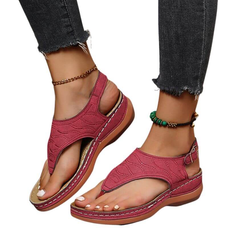 Yara Women's Embroidered Wedge Heel Sandals