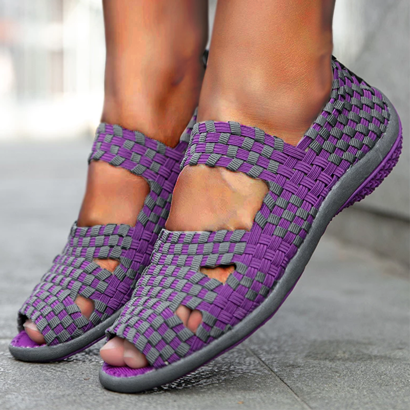 Evangelina Offene Zehenpartie Elastischer Gürtel Lässige Damenschuhe