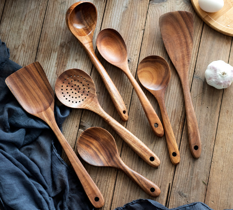 Handcrafted Teak Utensils 7-Piece Set