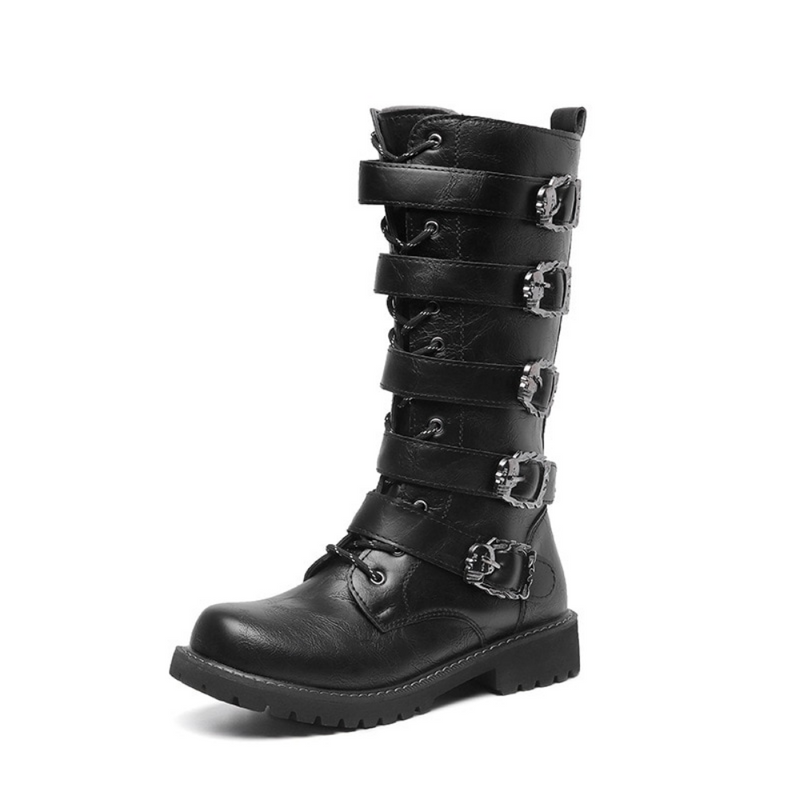 Urban Biker Stiefel mit Schnalle zum Schnüren