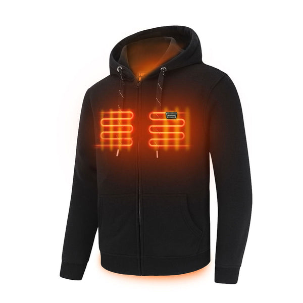 Beheizter Hoodie mit durchgehendem Reißverschluss für Männer und Frauen | Beheiztes Kapuzensweatshirt mit Reißverschluss