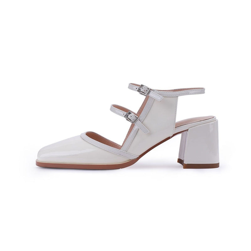 Tiffany French Sandals | Square Thick High Heel
