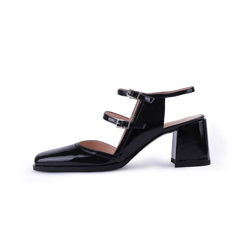 Tiffany French Sandals | Square Thick High Heel