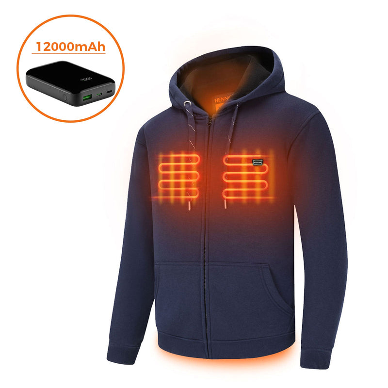 Fleecejacke mit durchgehendem Reißverschluss und Kapuzenpullover mit beheiztem Hoodie