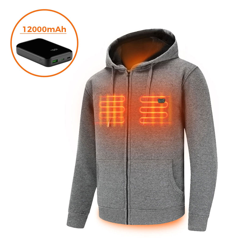 Fleecejacke mit durchgehendem Reißverschluss und Kapuzenpullover mit beheiztem Hoodie