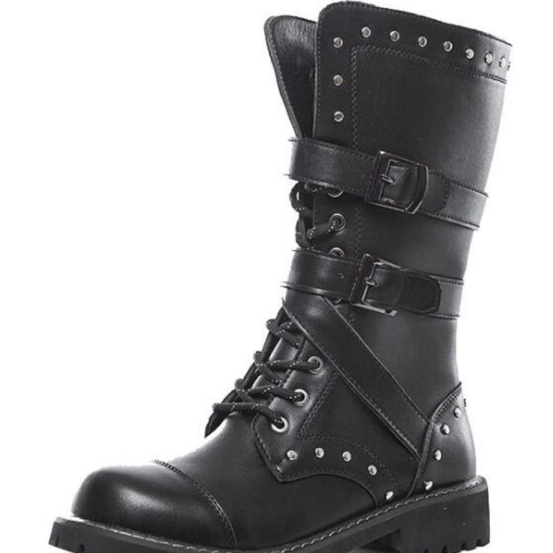 Urban Biker Stiefel mit Schnalle zum Schnüren