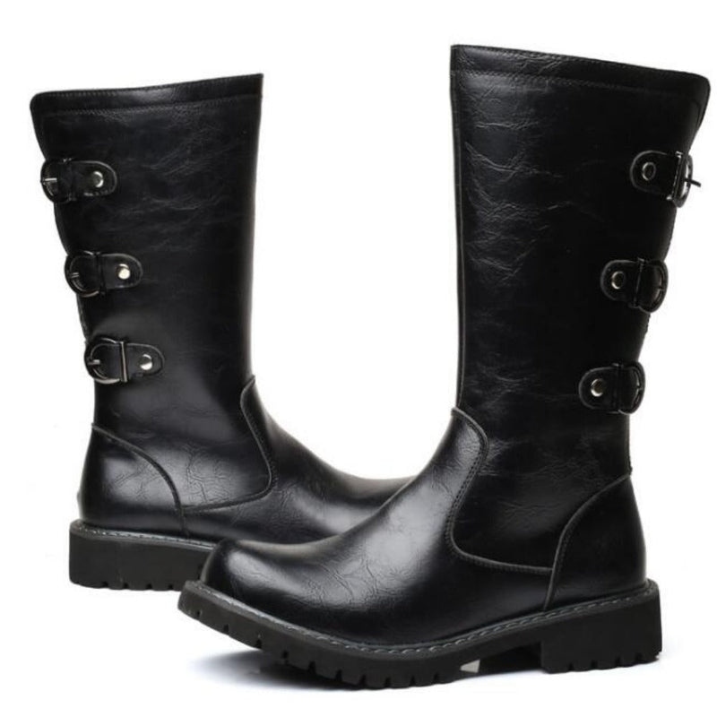 Urban Biker Stiefel mit Schnalle zum Schnüren
