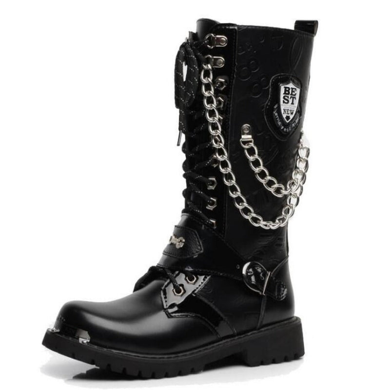 Urban Biker Stiefel mit Schnalle zum Schnüren