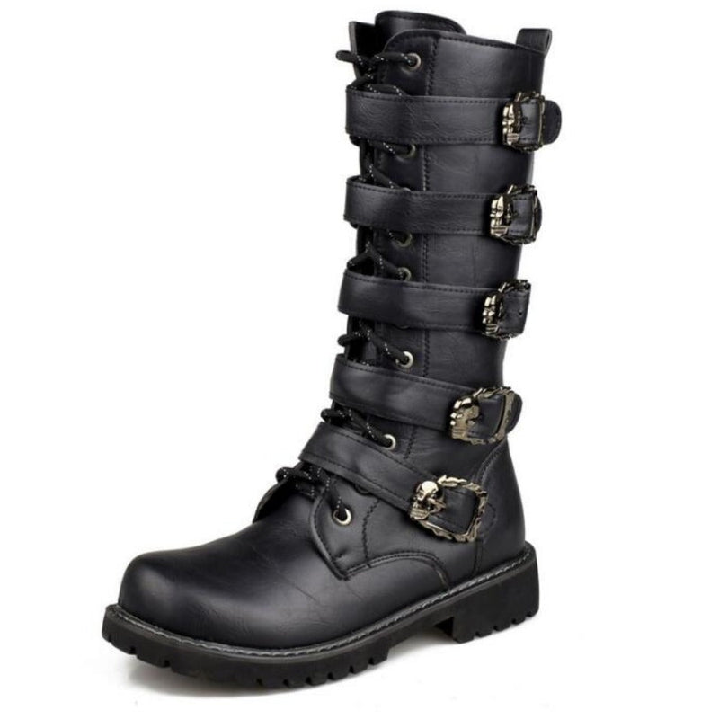Urban Biker Stiefel mit Schnalle zum Schnüren