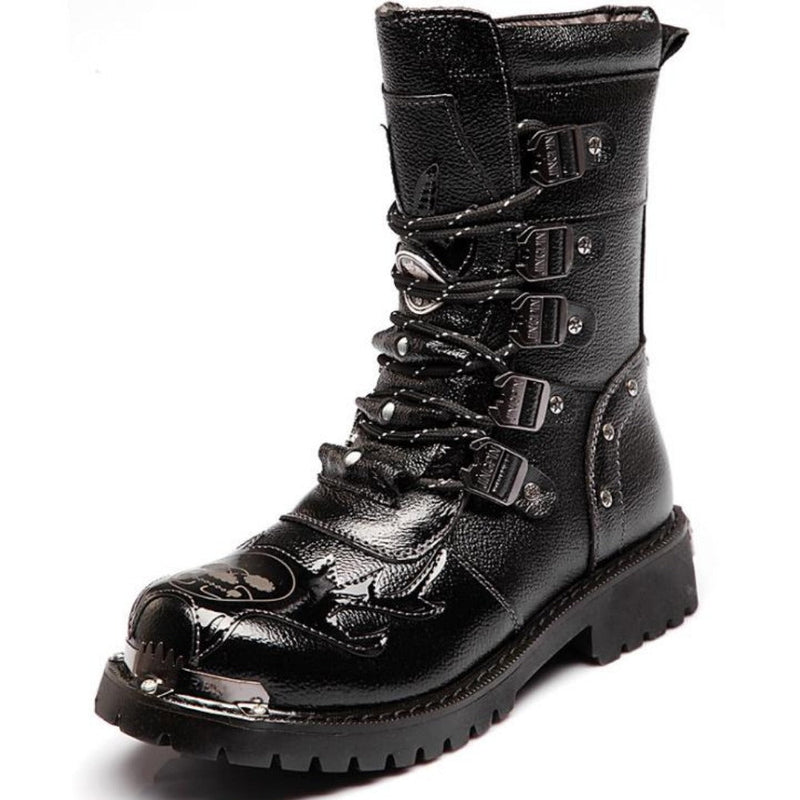 Urban Biker Stiefel mit Schnalle zum Schnüren