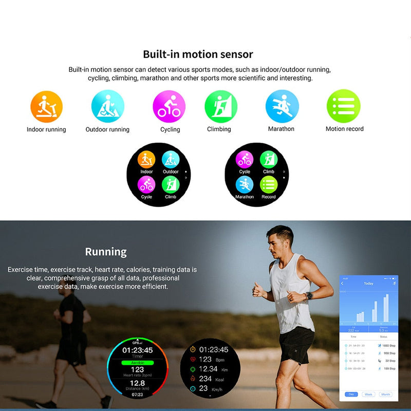 Blutdruckmessgerät GPS-Smartwatch | Fitness-GPS | Herzfrequenz-Tracker