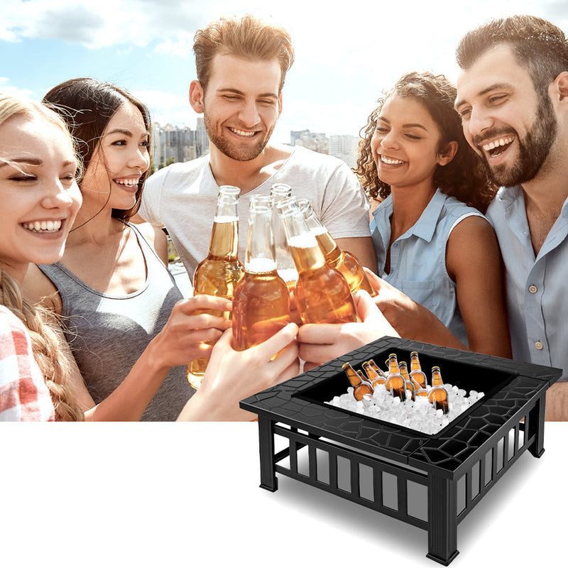 3-in-1-Feuerstelle für den Außenbereich mit Holzofen – Holzkamin für die Terrasse
